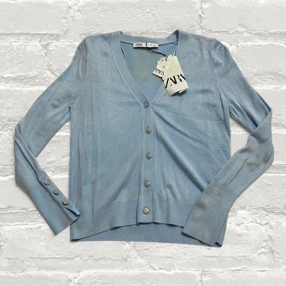 Zara V-Neck Cardigan with Embellished buttons - Picture 4 of 6
